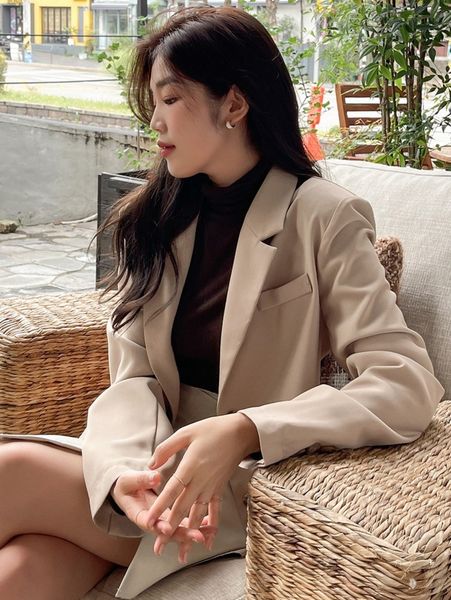 

dazy lapel neck flap detail blazer i2bh#, White