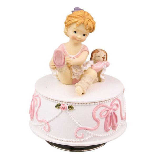 Oggetti decorativi Figurine Pink Cute Ballerina Girl Music Box Scatole musicali rotanti Princess Dog Giocattoli squisiti Decorazione domestica Surpris