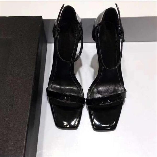 

new patent leather high heels for women sandals unique lettering high heels for women evening dress wedding heels box268z, Black