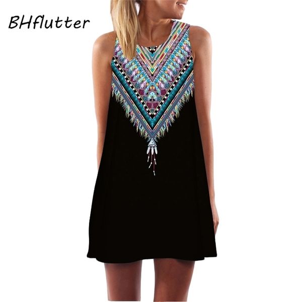 

women new style summer casual beach floral print tunic sleeveless short chiffon dress vestido de renda 210322, Black;gray