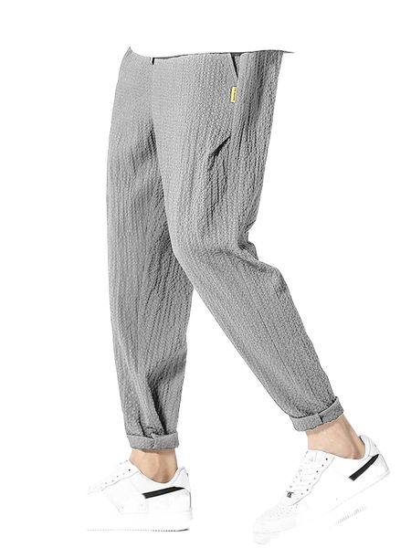 

men letter patched detail textured tapered pants n9ma#, Black