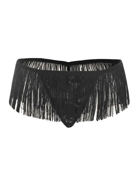 

plus fringe trim lace panty 80xi#, Black;white