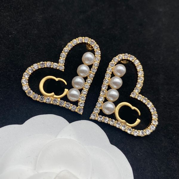 

designer hoop earrings for womens fashion heart gold pearl diamonds earrings jewelry mens luxury couple hoop earring studs 2204192d, Golden;silver