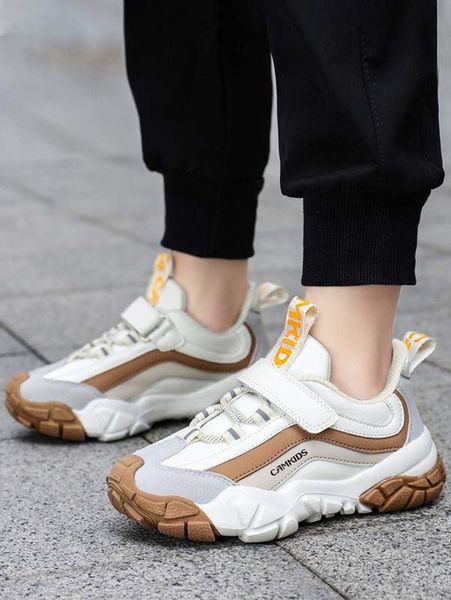 

boys colorblock lace-up front chunky sneakers she02, Black