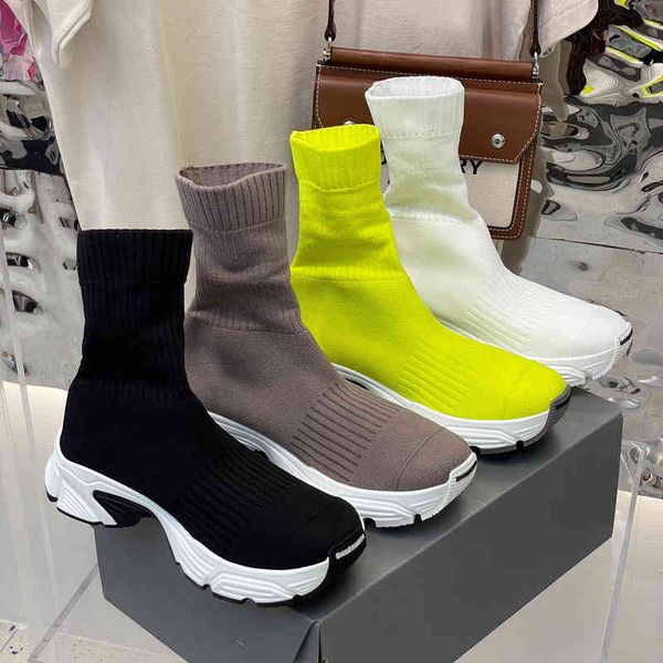 

boots socks shoes women's knitted elastic socks and boots fashion net red sports casual high dad trend 6ug6, Black