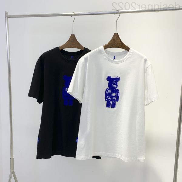 

women's t-shirt designer ader summer short sleeve building block bear print minority men's and women's same round neck coupl, White