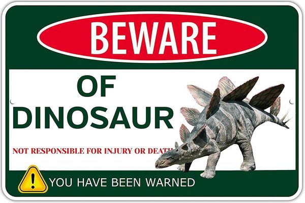 

beware of dinosaur metal tin sign funny dinosaur sign for wall decor-gifts for boys kids bedroom,bathroom art poster wall