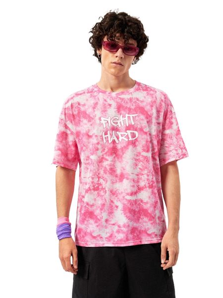 

men tie dye slogan graphic drop shoulder tee a2c9#, White;black