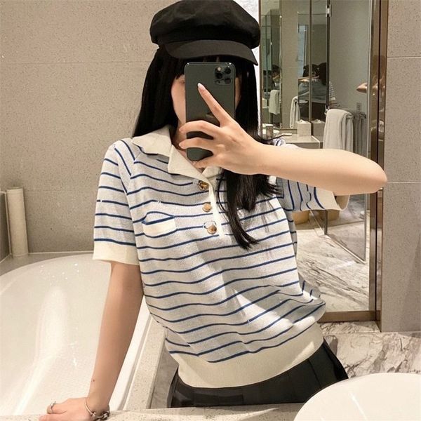 

warehouse clothing spring and summer full of letter stripe jacquard leisure lapel short sleeve polo shirt knitted t-shirt outlet_i886, White