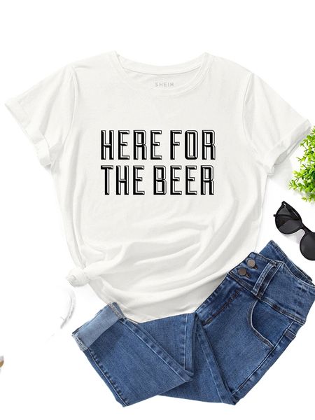 

slogan graphic round neck tee f3wk#, White