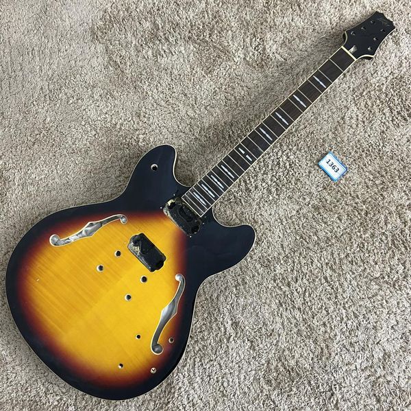 

335 style genuine diy electric jazz guitar tiger maple without hardwares in stock