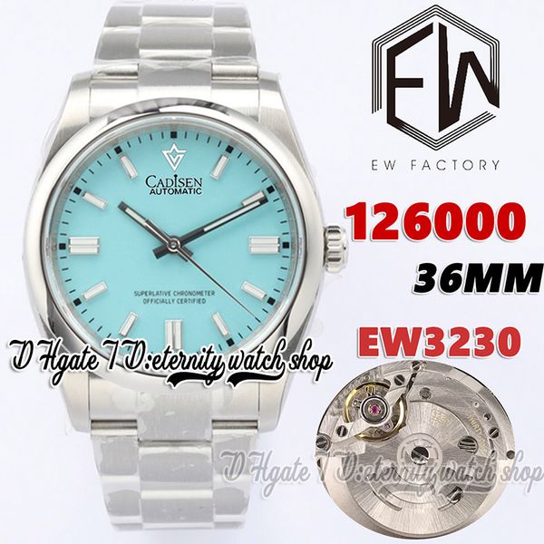 

ewf v3 ew126000 ew3230 automatic woman watch 36mm turquoise blue dial stick markers 904l stainless steel bracelet with same serial warranty, Slivery;brown