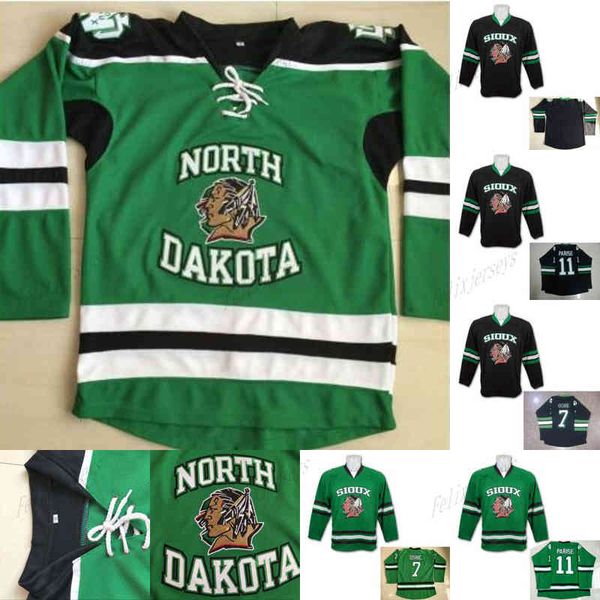 

youth north dakota fighting sioux hockey jerseys 7 tj oshie 11 zach parise fighting sioux dakota college double stitched name and number, Black