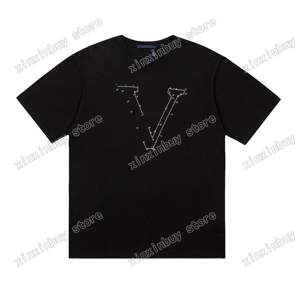 

22ss men women designers t shirts tee thread embroidery letter short sleeve crew neck streetwear xinxinbuy black white xs, White;black