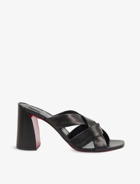 

summer sandal high heels shoes women heeld slipper red soles pumps club 85mm nappa leather slingback sandals black white with box