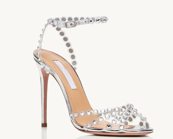 

summer luxury temptation crystal concerto sandals shoes for women embellished pvc peep toe sling-back high heels bridal wedding party, Black