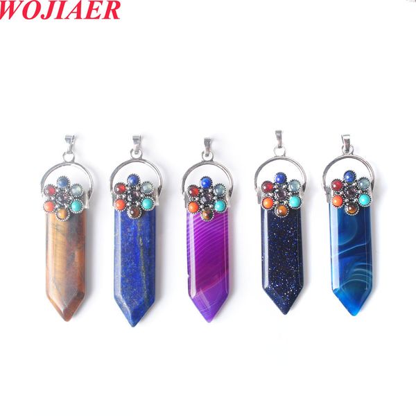 Pingente de pedra de cristal de cristal de turquesa natural 7 Chakra Point Ponto de espada Jóias de moda Jóias Diy Colar Acessórios Gift Bo983