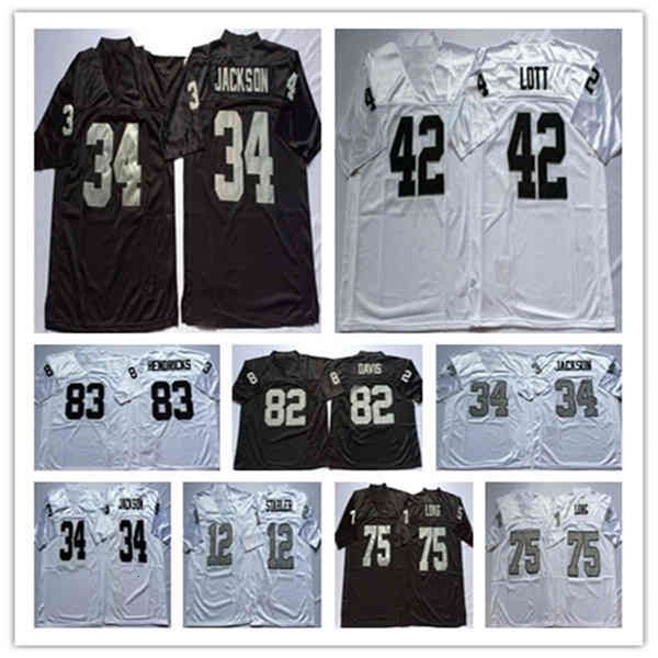 Chen37 Mens Vintage Ncaa Football Jersey 12 Ken Stabler 16 Jim Plunkett 34 Bo JACKSON 42 Ronnie Lott Howie Long Lyle Alzado Tim Brown Marcus Allen