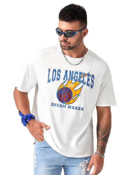 

extended sizes men letter graphic tee k0hg#, White;black