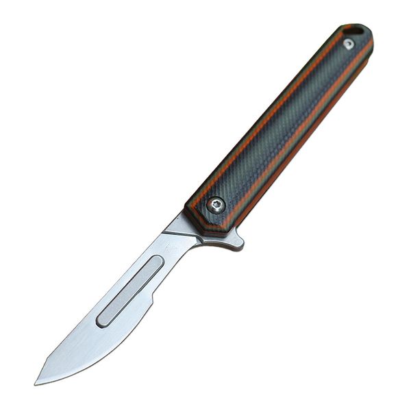 Coltello pieghevole a bulino di alta qualità Lama in acciaio al carbonio 24H Manico G10 Bisturi affilato Disponibile in 2 colori