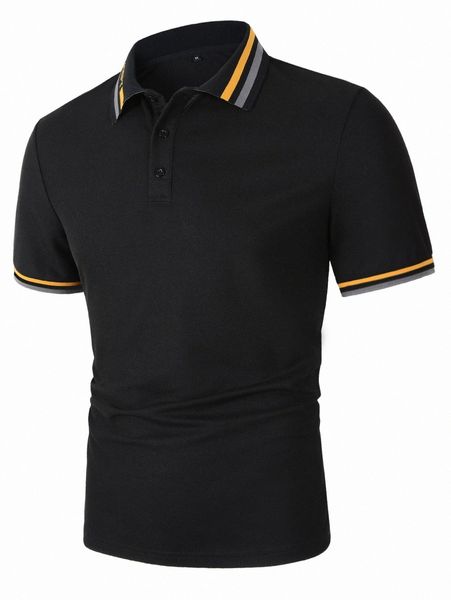 

men striped trim polo shirt n0wg#, White;black
