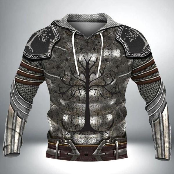 Felpe con cappuccio da uomo 2022 Europa e America God Of War Armor Felpa con stampa digitale 3D Felpa con cappuccio dritta a maniche lunghe