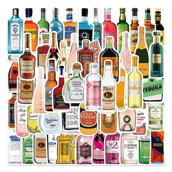 

50pcs interesting beer champagne cute car stickers pack for diy water bottles lapsuitcase phone case cartoon waterproof decals kids