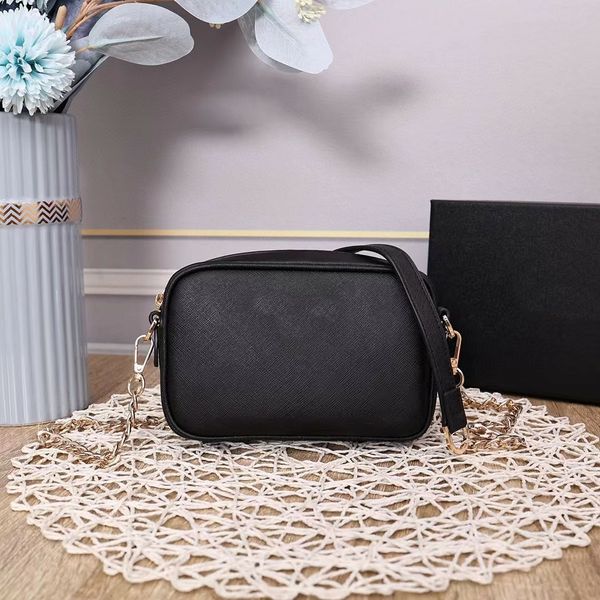 

quality designer zipper camera shoulder bags full cowhide-leather cross body bags gold letter printing long strap handbags tri-angle sequine