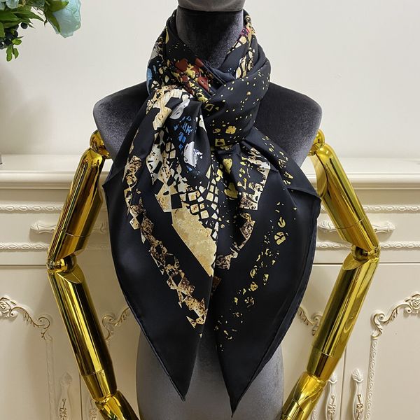 

women's fashion scarf size 130cm -130cm 100% twill silk material black print letters pattern beautiful square scarves pashmina, Blue;gray