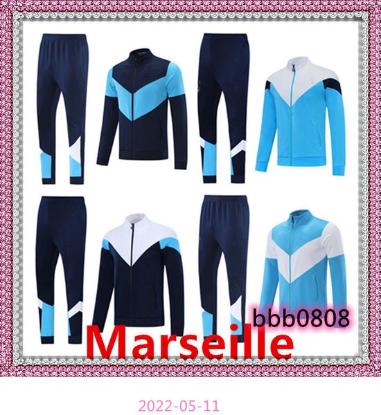 

21 22 men tracksuit soccer jacket sets survetement 2021 2022 om maillot foot milik payet football jackets training suit jogging, Black