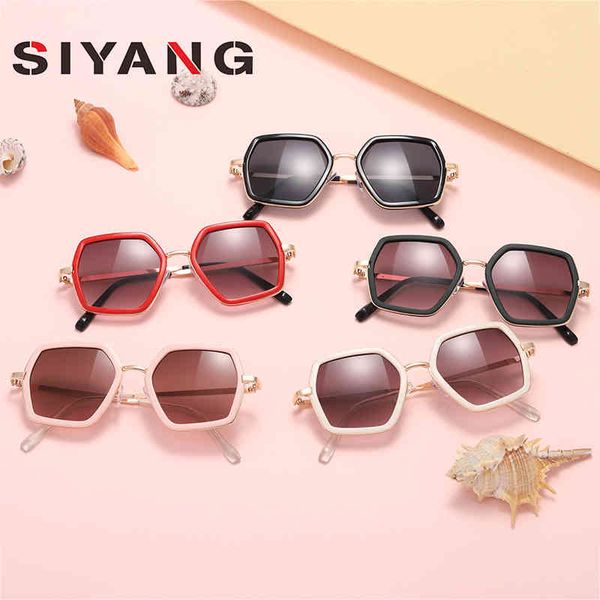 

2022 new simple and fashionable children's sunglass personalized irregular polygon sunglass for boys and girls, White;black