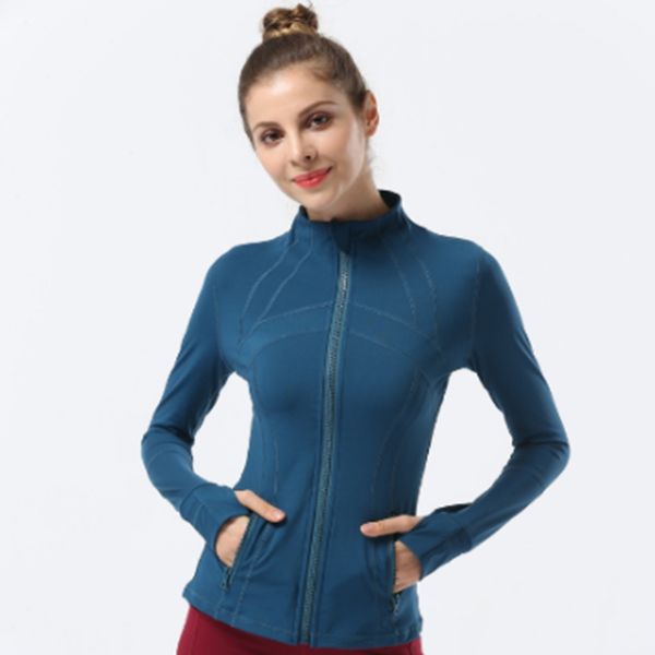 Yoga-Jacke für Damen mit langen Ärmeln, Jacken, Definieren, Workout, Sportmantel, Fitness-Kleidung, Mädchen-Jogging-Outfit, schnell trocknendes Oberteil, solides Damen-Sweatshirt mit Reißverschluss. Neues High-End-Sweatshirt in Größe 28