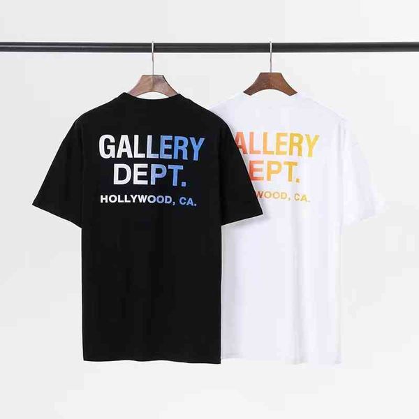 

tee t-shirt men's t-shirts gallerydept fashion brand gradient letter print short sleeve t-shirt men's and women's high street, White;black