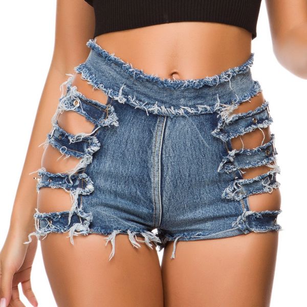 

high waist women's shorts 2022 summer denim cotton bandage rivets splicing ladies skinny super short jeans, White;black