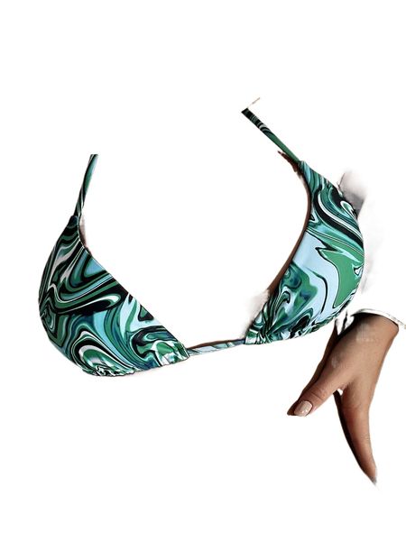 

allover print halter triangle bikini r41f#, White;black