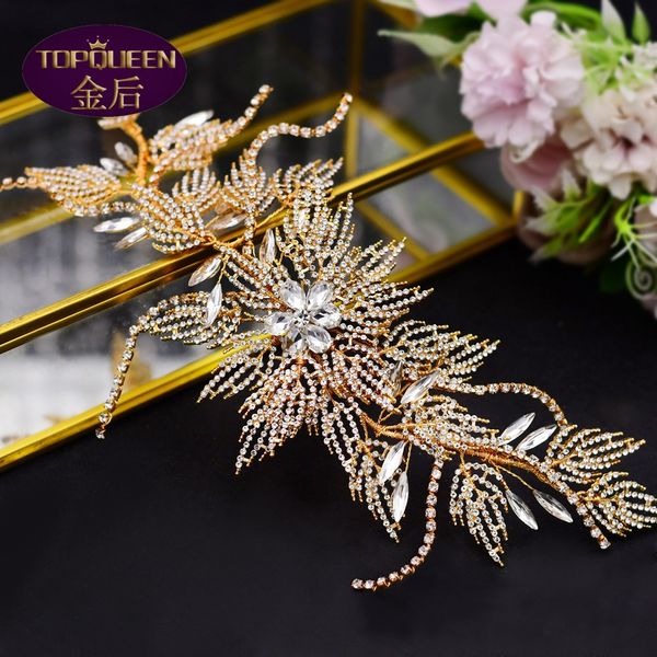 

luxury hollow leaf diamond tiara baroque crystal bridal headwear crown rhinestone with wedding jewelry hair accessories bridal crowns headpi, Silver