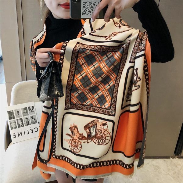 

scarf korean version warm jacquard autumn winter women's shawls classic patchwork color imitation cashmere thick drawn wool v263d, Blue;gray