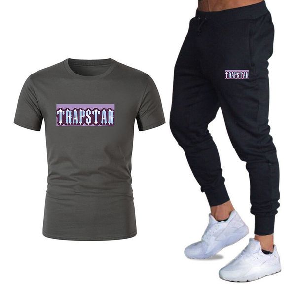 

summer men's tracksuits tracksuit men 2 piece set shorts clothes fashion streetwear workout sport setsmen's brand trapstar dunks, Gray