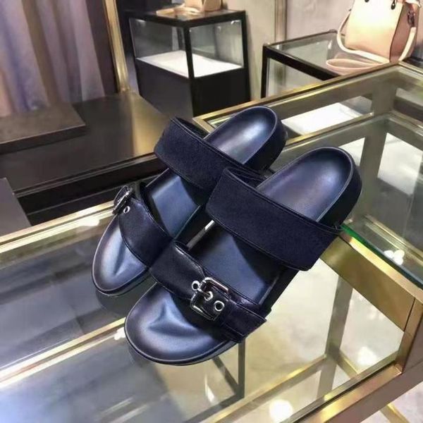 

bom slippers dia sandals flat mule cool effortlessly stylish slides 2 straps with adjusted gold buckles women and men summer have wbn9, Black