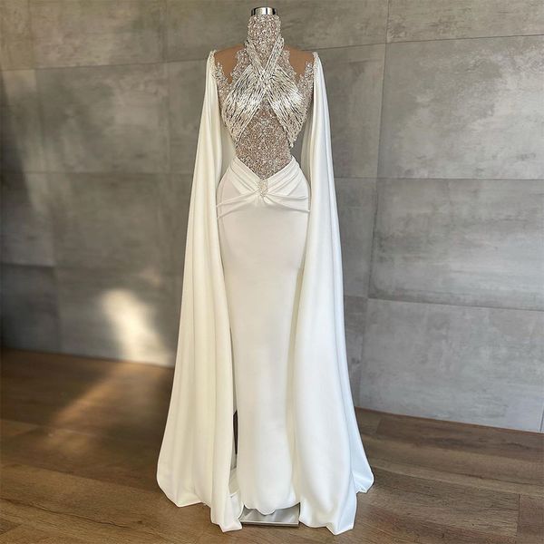 

luxury crystals prom dresses beading sequined high neck evening dress custom made long sleeves formal celebrity party gown, Black;red