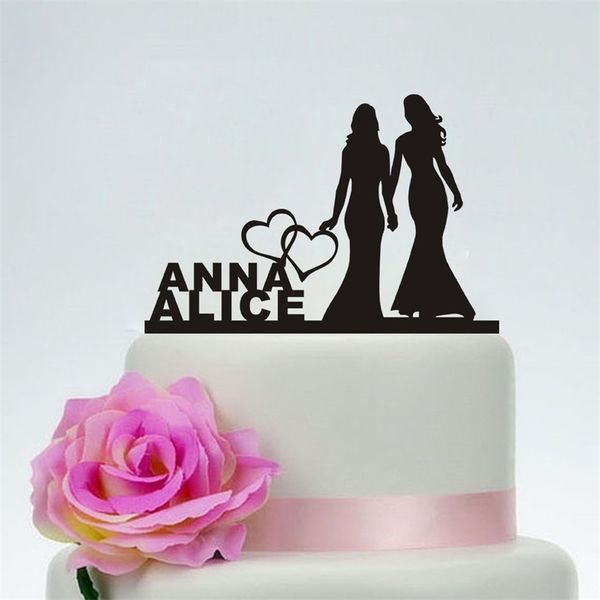 Personalisierte Hochzeit Gay Cake Topper gleichgeschlechtliche HochzeitTwo Bride Hochzeitstorte Topper benutzerdefinierte lesbische Hochzeitsdekoration 220712