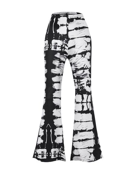 

tie dye flare leg pants l8mb#, Black;white