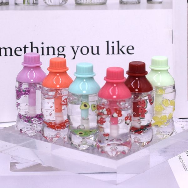 

24pcs/lot drink bottle transparent lip oil balm glass fragrance non-sticky moisturizes tint lip plumper care serum primer big brush head