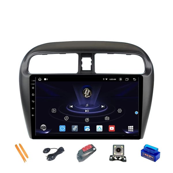 Vídeo de rádio do carro Android 10 Bluetooth de 9 polegadas para Mitsubishi Mirage atrave 2012-2018 com navegação por GPS USB