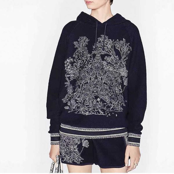 

women's sweatshirt d family 22ss new early spring sweater men's and women's same jungle embroidery hooded loose casual top, Black