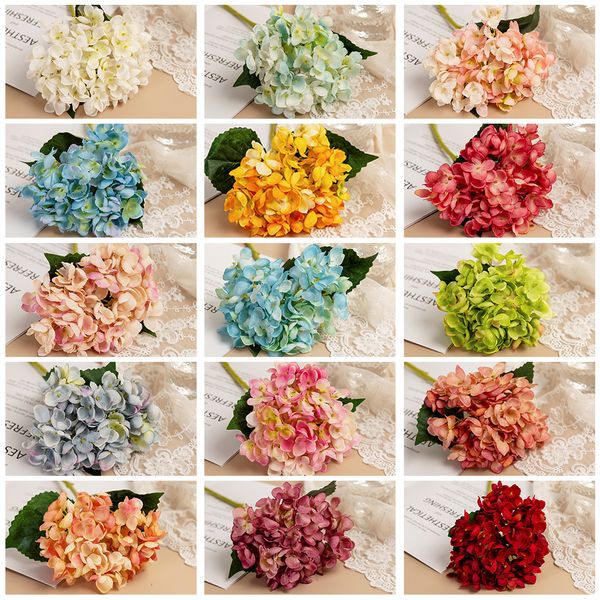 

artificial flowers blue pink white red hydrangea silk flowers with stem for wedding home party shop baby shower decor
