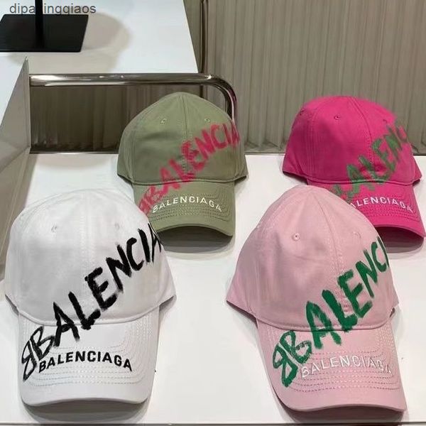 

designer ball caps balencaigass letter autumn new aseball hand-painted graffiti double b duck tongue men's and women's trend versa, Blue;gray