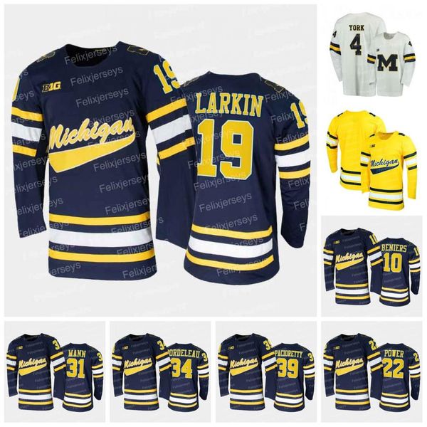 

2021 michigan wolverines max pacioretty college ncaa hockey jersey dylan larkin matty beniers owen power cam york strauss mann thomas bordel, Black