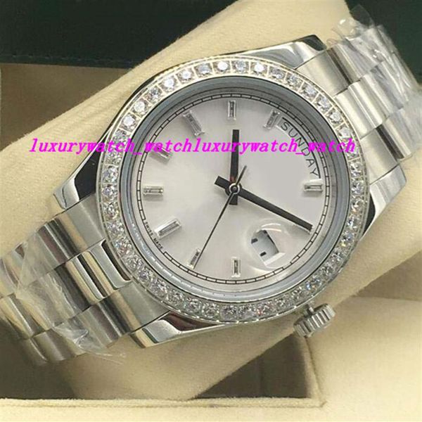 

luxury watches 4 style diamond bezel mens 18k white gold diamond dial 41mm automatic fashion men's watch wristwatch2824, Slivery;brown