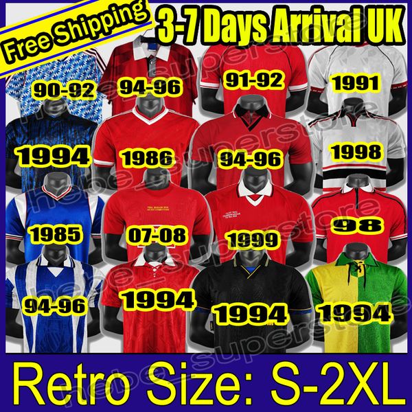 

retro manchester 2002 soccer jersey football giggs scholes beckham cantona solskjaer 06 07 08 94 96 97 98 99 86 88 90, Black;yellow